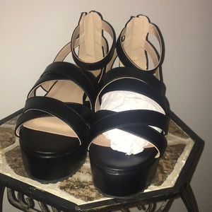 Jasmine Cross Strap Flat Form Wedges